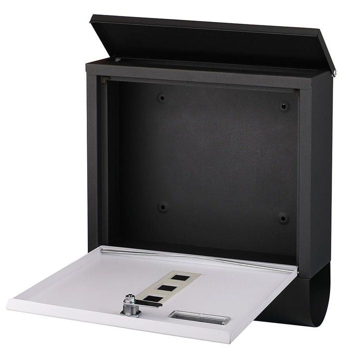 Cassetta Postale Acciaio Buca Lettere Posta Esterno Porta Giornale Bianco Nero