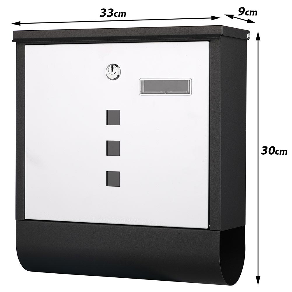 Cassetta Postale Acciaio Buca Lettere Posta Esterno Porta Giornale Bianco Nero