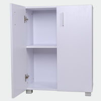 Mobile Madia con Doppia Anta 2 Ripiani Mobiletto Credenza Cucina Bagno Bianco