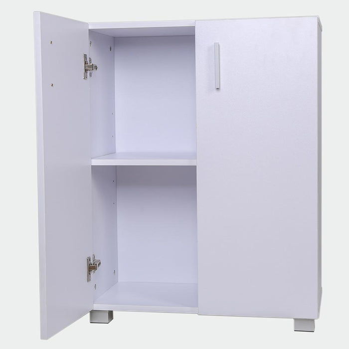 Mobile Madia con Doppia Anta 2 Ripiani Mobiletto Credenza Cucina Bagno Bianco