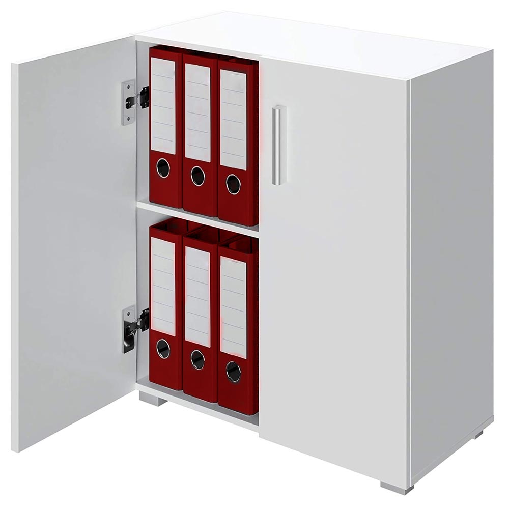 Mobile Madia con Doppia Anta 2 Ripiani Mobiletto Credenza Cucina Bagno Bianco