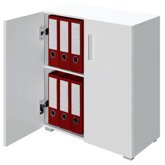 Mobile Madia con Doppia Anta 2 Ripiani Mobiletto Credenza Cucina Bagno Bianco