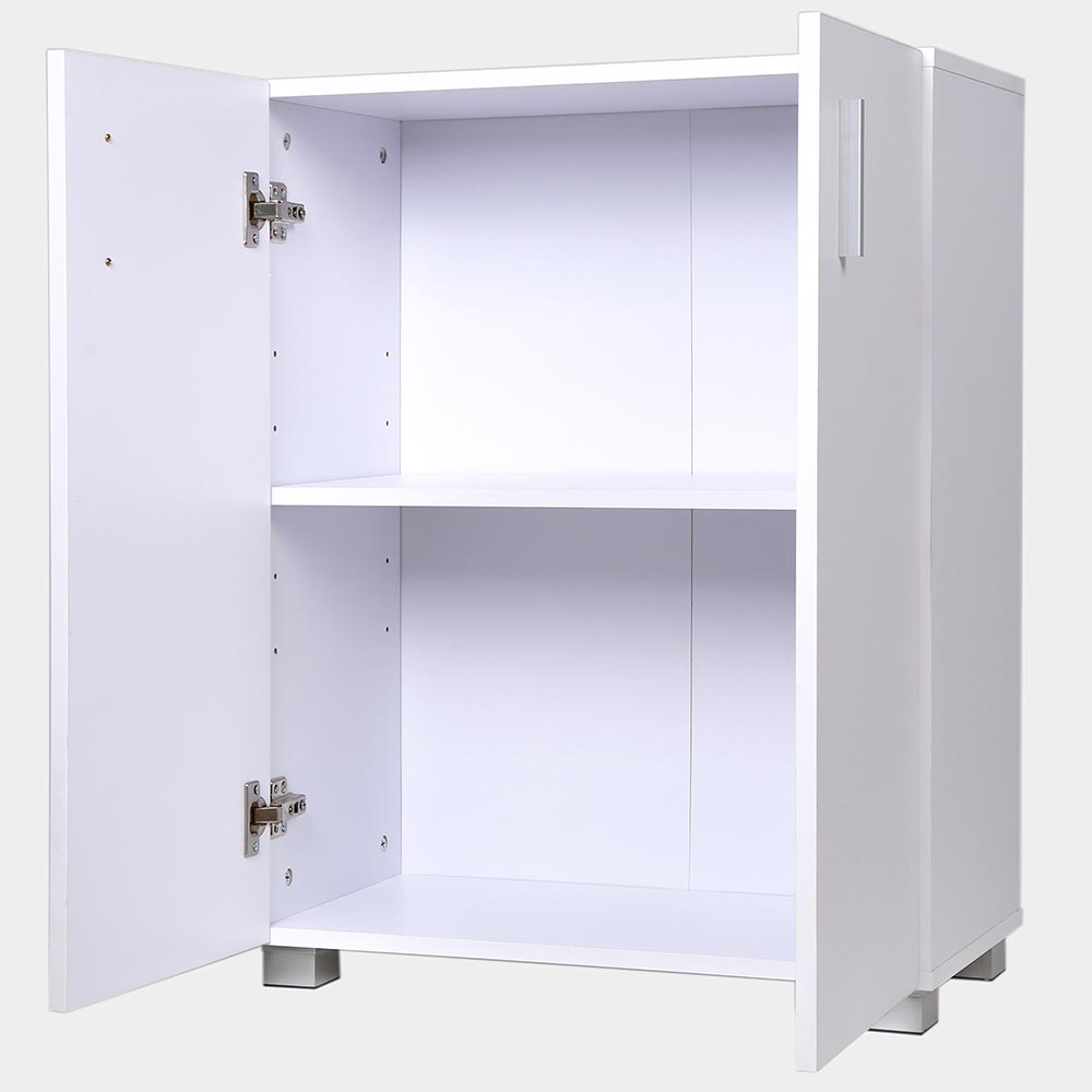 Mobile Madia con Doppia Anta 2 Ripiani Mobiletto Credenza Cucina Bagno Bianco