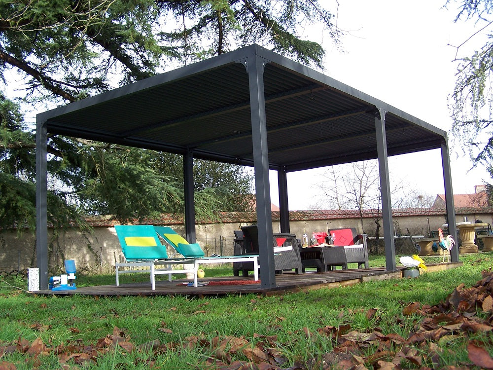 Pergola bioclimatica Foresta gazebo in alluminio, apertura manuale, 360x600