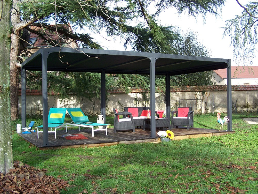 Pergola bioclimatica Foresta gazebo in alluminio, apertura manuale, 360x600