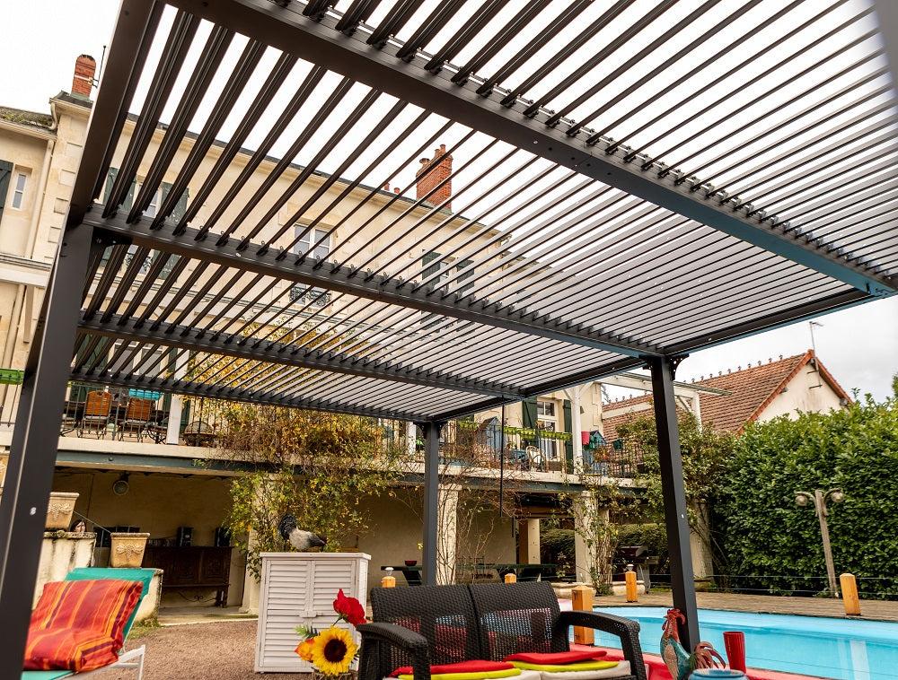 Pergola bioclimatica Foresta gazebo in alluminio, apertura manuale, 360x600