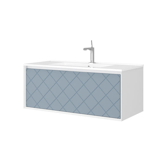 Mobile da Bagno Sospeso 100 cm Moderno Blu con Cassettone Composizione SaviniDue