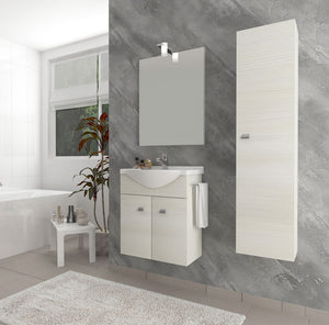 Composizione Bagno Mobile Sospeso 2 Ante Lavabo Specchiera Lampada Led Savinidue