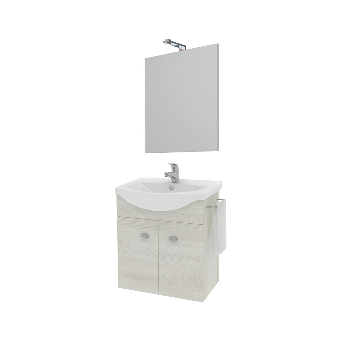 Composizione Bagno Mobile Sospeso 2 Ante Lavabo Specchiera Lampada Led Savinidue