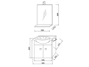 Composizione Bagno Mobile Sospeso 2 Ante Lavabo Specchiera Lampada Led Savinidue