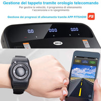 Pedana Tapis Roulant Elettrico con Corrimano Pieghevole e Bracciale Telecomando