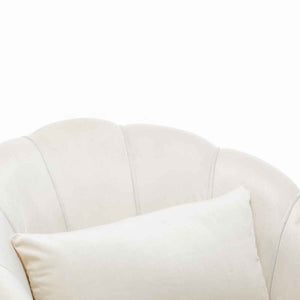 Poltrona Sedia Relax in Tessuto e Metallo Imbottita Design Moderno Beige Oro