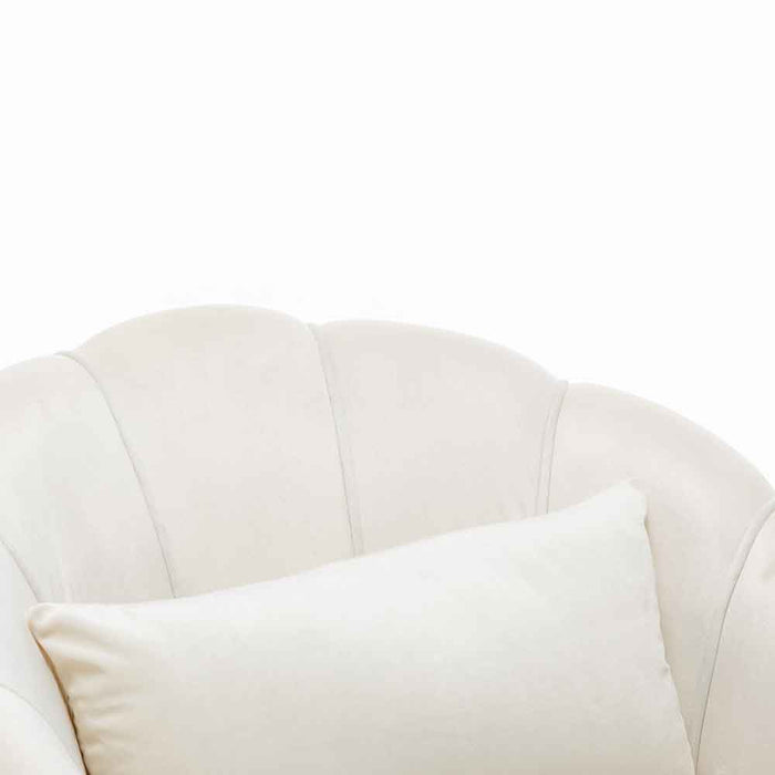 Poltrona Sedia Relax in Tessuto e Metallo Imbottita Design Moderno Beige Oro