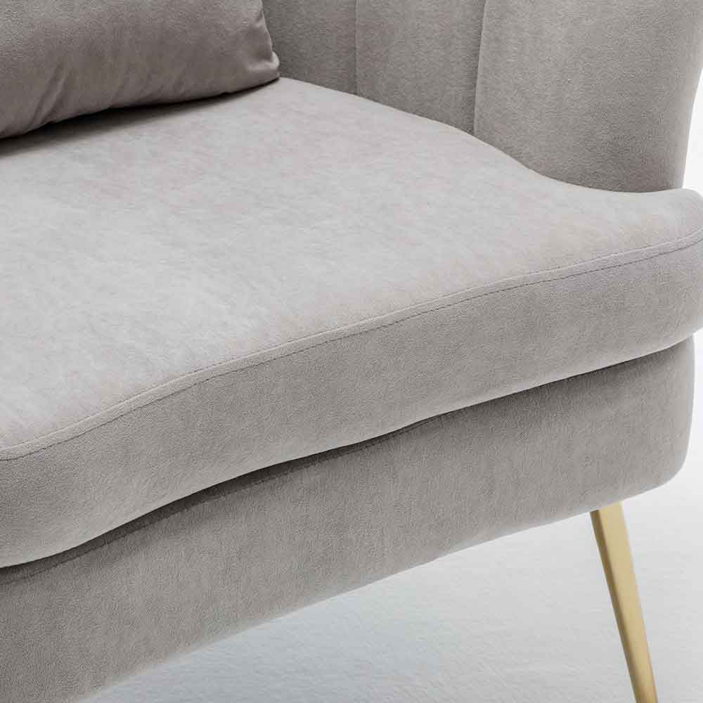 Poltrona Sedia Relax in Tessuto e Metallo Imbottita Design Moderno Grigio Oro