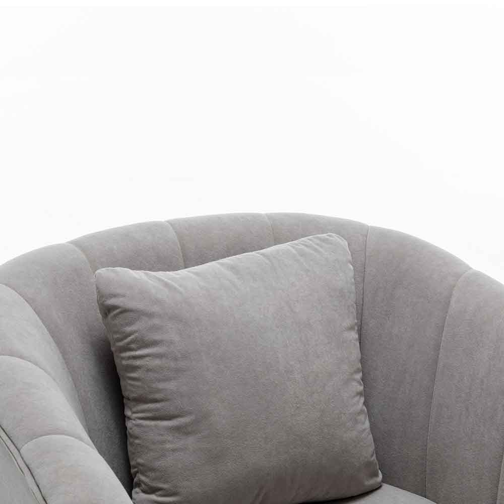 Poltrona Sedia Relax in Tessuto e Metallo Imbottita Design Moderno Grigio Oro
