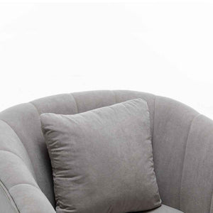 Poltrona Sedia Relax in Tessuto e Metallo Imbottita Design Moderno Grigio Oro