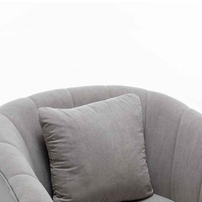 Poltrona Sedia Relax in Tessuto e Metallo Imbottita Design Moderno Grigio Oro
