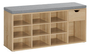 Scarpiera Valora con seduta e cassetto - Rovere Sonoma Grigio Lino