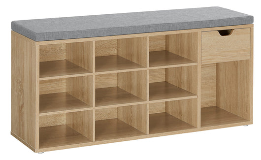 Scarpiera Valora con seduta e cassetto - Rovere Sonoma Grigio Lino