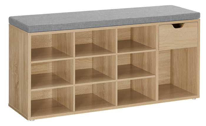 Scarpiera Valora con seduta e cassetto - Rovere Sonoma Grigio Lino