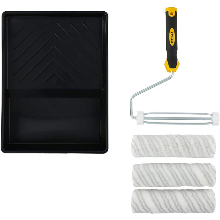 Set Pittore Stanley con 3 Rulli 23cm e Vaschetta Pittura Verniciare Pareti Casa
