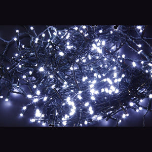 LUCI DI NATALE 200 LED BIANCO FREDDO USO INTERNO E ESTERNO CON GUIOCHI LUCE 8M