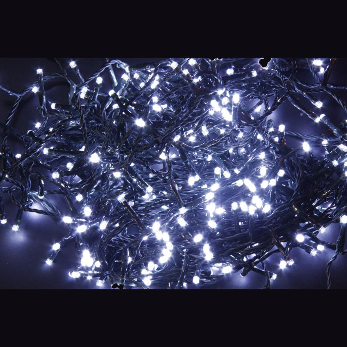 LUCI DI NATALE 200 LED BIANCO FREDDO USO INTERNO E ESTERNO CON GUIOCHI LUCE 8M