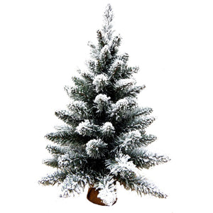 ALBERO DI NATALE INNEVATO VAL GARDENA 45 CM DA INTERNO CON BASE IN JUTA