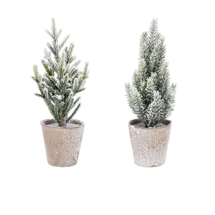 MINI ALBERO DI NATALE INNEVATO CON VASO BIZZOTTO 25H ASSORTITO PREZZO CAD