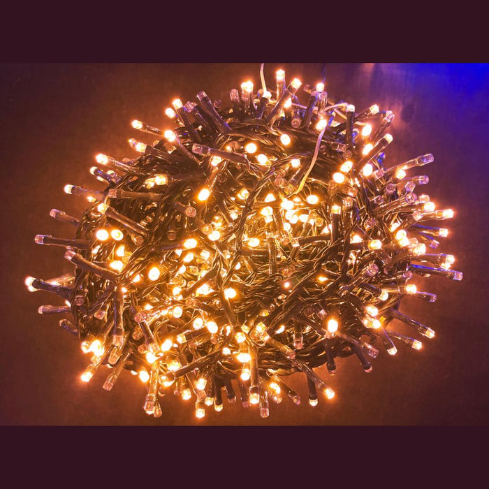 LUCI DI NATALE 400 LED BIANCO CALDO AMBRA 8M CAVO SCURO PER ESTERNO E INTERNO