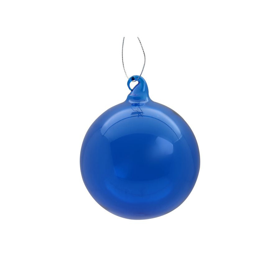 PALLINA DI NATALE IN VETRO BLU ROYAL TRASPARENTE 10 CM GIOCOPLAST