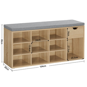 Scarpiera Valora con seduta e cassetto - Rovere Sonoma Grigio Lino