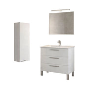 Tavoleto, set Mobili Bagno Specchio Incluso, Bianco Lucido