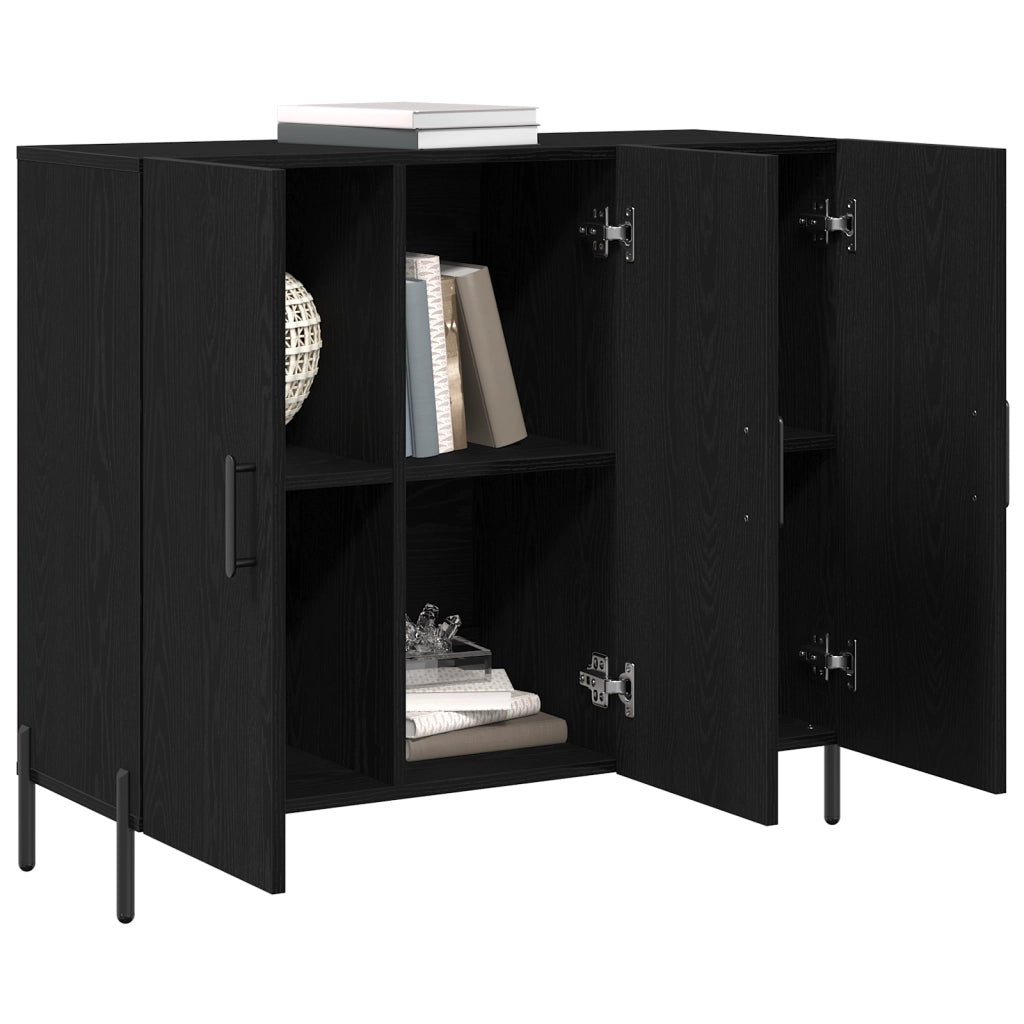Credenza in Rovere Nero 90x34x80 cm in Legno Ingegnerizzato