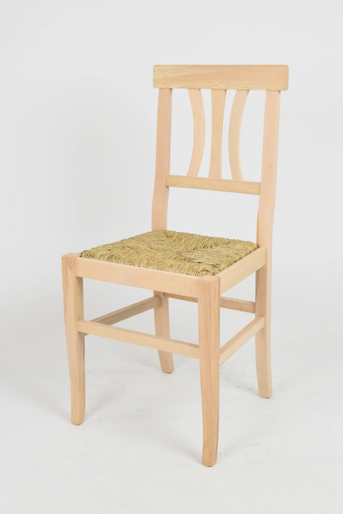 Set 4 sedie Artemisia Tommychairs, struttura in legno di faggio levigato, non trattato, 100% naturale e seduta in paglia