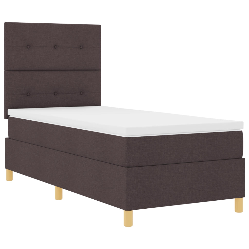 Letto con Box Spring e materasso & LED marrone scuro 80x200 cm tessuto