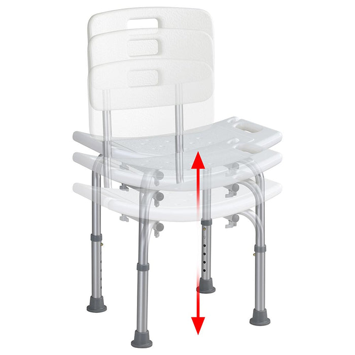 Sedile da doccia con Schienale Altezza Regolabile Sedia Sgabello vasca Anziani