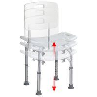 Sedile da doccia con Schienale Altezza Regolabile Sedia Sgabello vasca Anziani