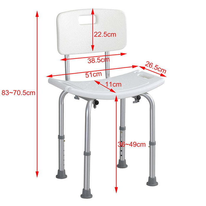 Sedile da doccia con Schienale Altezza Regolabile Sedia Sgabello vasca Anziani