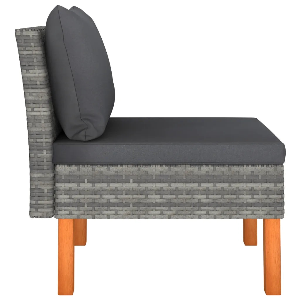 Divani Centrali 3 pz Polyrattan e Legno Massello di Eucalipto cod mxl 77286