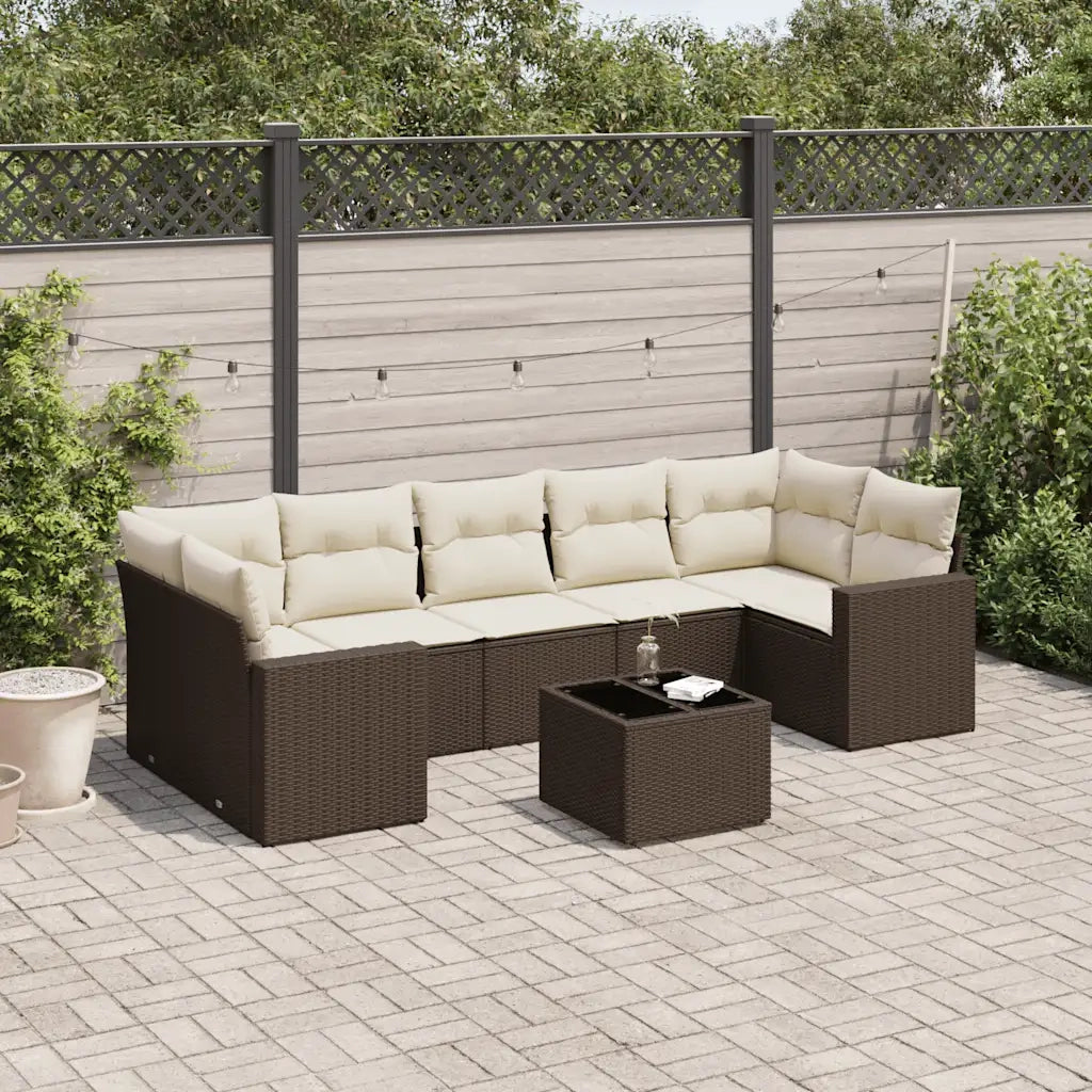 Set Divani da Giardino 8 pz con Cuscini Marrone in Polyrattan 3251080