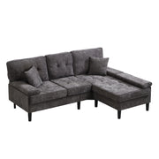 Divano angolare modulare a L in chenille con funzione letto e pouf mobile, 195 cm, ideale per appartamenti