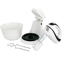 Sbattitore 2 Fruste con Ciotola Rotante Ganci Impastatrice 300W 5 Velocita Bianc