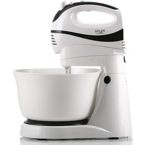 Sbattitore 2 Fruste con Ciotola Rotante Ganci Impastatrice 300W 5 Velocita Bianc