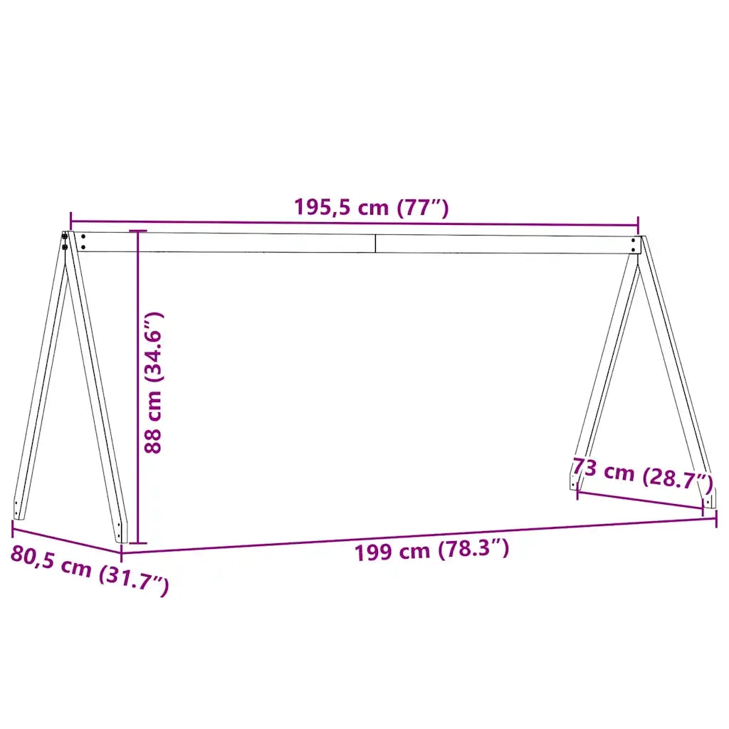 Tetto Letto Bambini Marrone Cera 199x80,5x88 cm Massello Pino