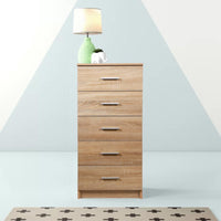 Mobile Cassettiera Mobiletto 5 Cassetti in Legno Design Moderno Querci 35x41x108