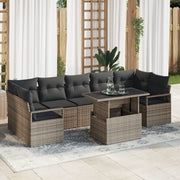 Set Divano Giardino 8 Pezzi con Cuscini Grigio Polyrattan