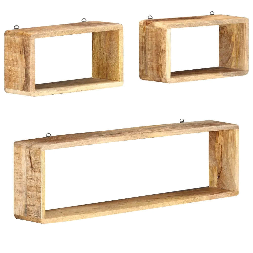 Set Mensole Cubiche da Parete 3 pz in Legno Massello di Mango 285844