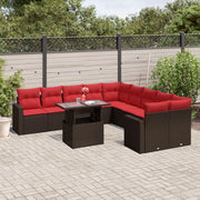 Set Divani da Giardino 11 pz con Cuscini Marrone in Polyrattan 3267544