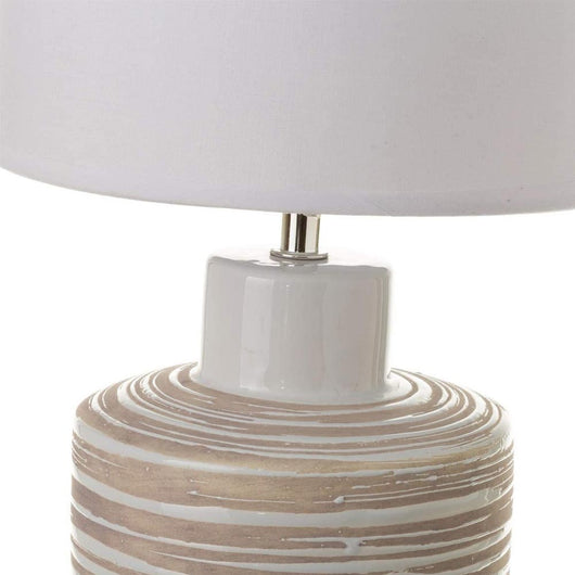 Lampada da Tavolo Lume Comodino Ceramica Tessuto Bianco Design Moderno Abatjour